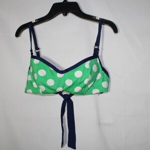 Jag Green, White, and Blue Polka Dot Bikini Top XS